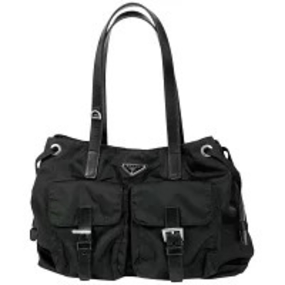 Prada Plate 2way Shoulder Bag Tote Tessuto Nero Black